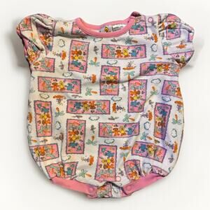 Vintage Sesame Street Baby Romper 3–6M Pink Cotton One Piece Elmo Big Bird